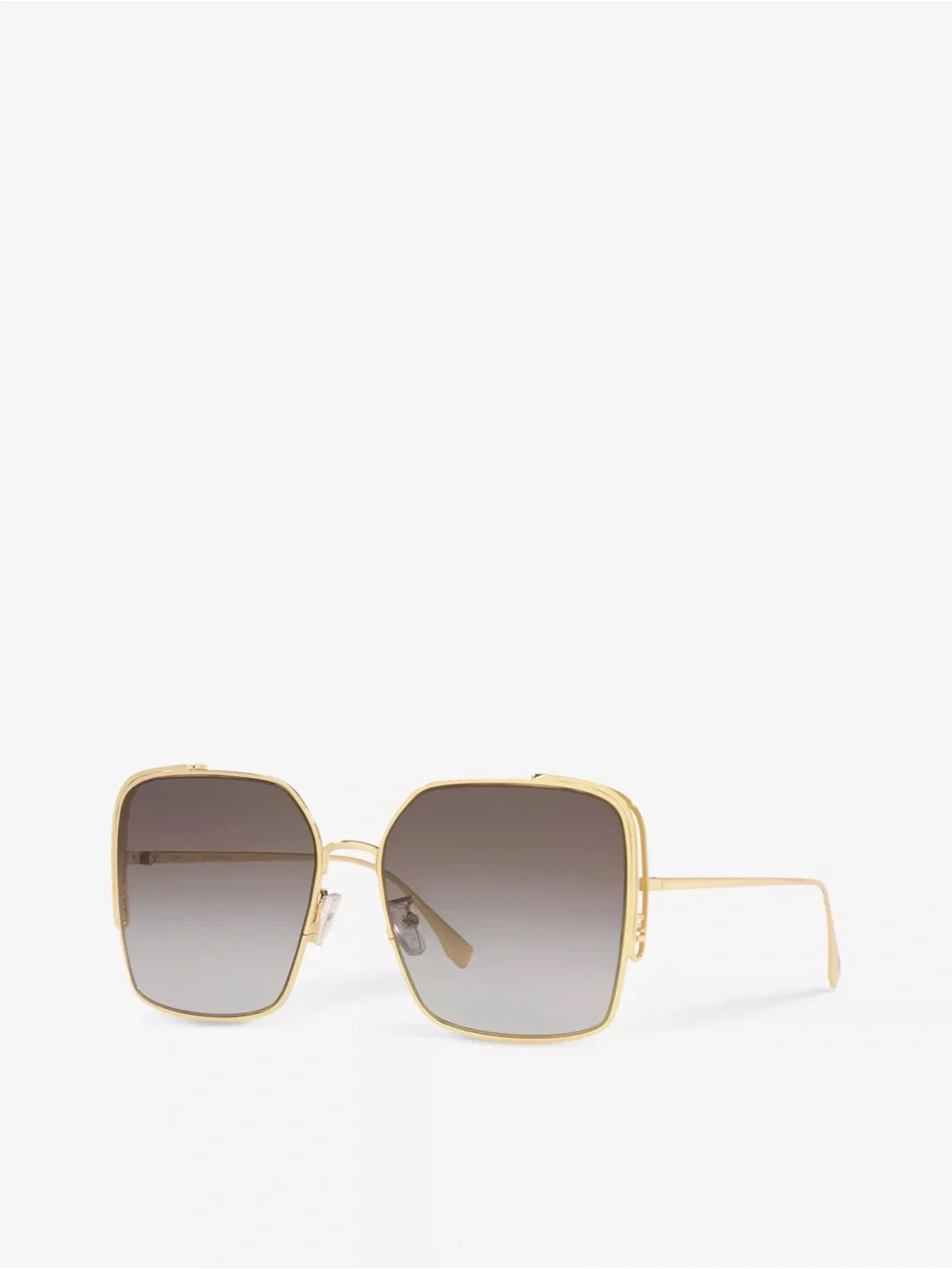 Fendi Gold Square Sunglasses with Gradient Gray Lenses
